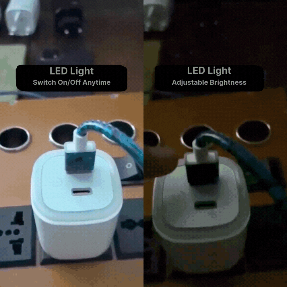 25W Fast Charger | USB + Type-C | EU Plug with Night Light