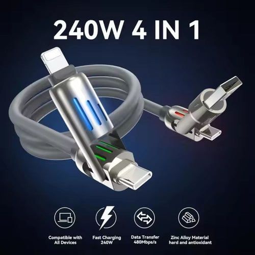 240W Fast Charging Cable | 4-in-1 Cable For All Gadgets
