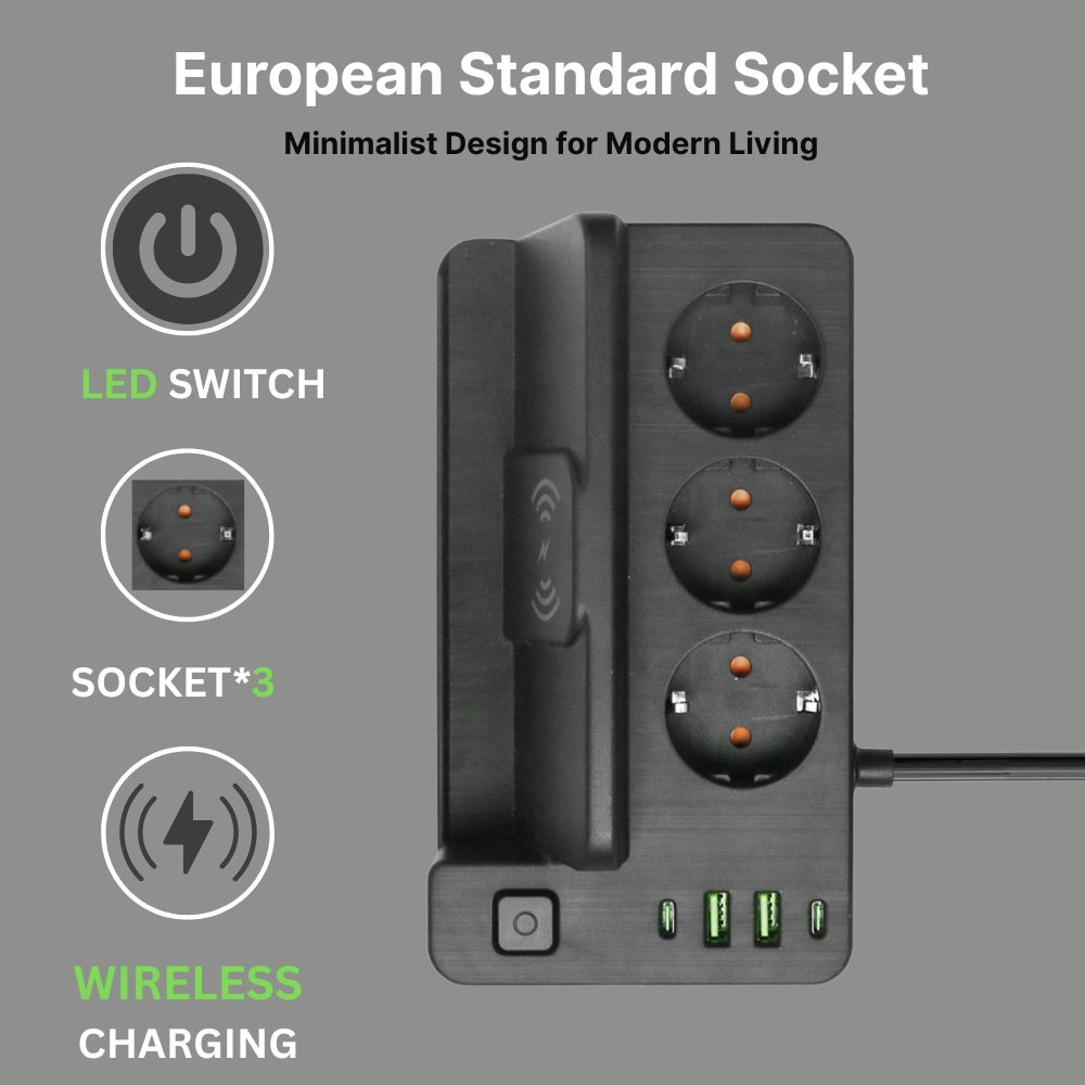 2025 EU Power Strip | Fast Charging Extension Socket