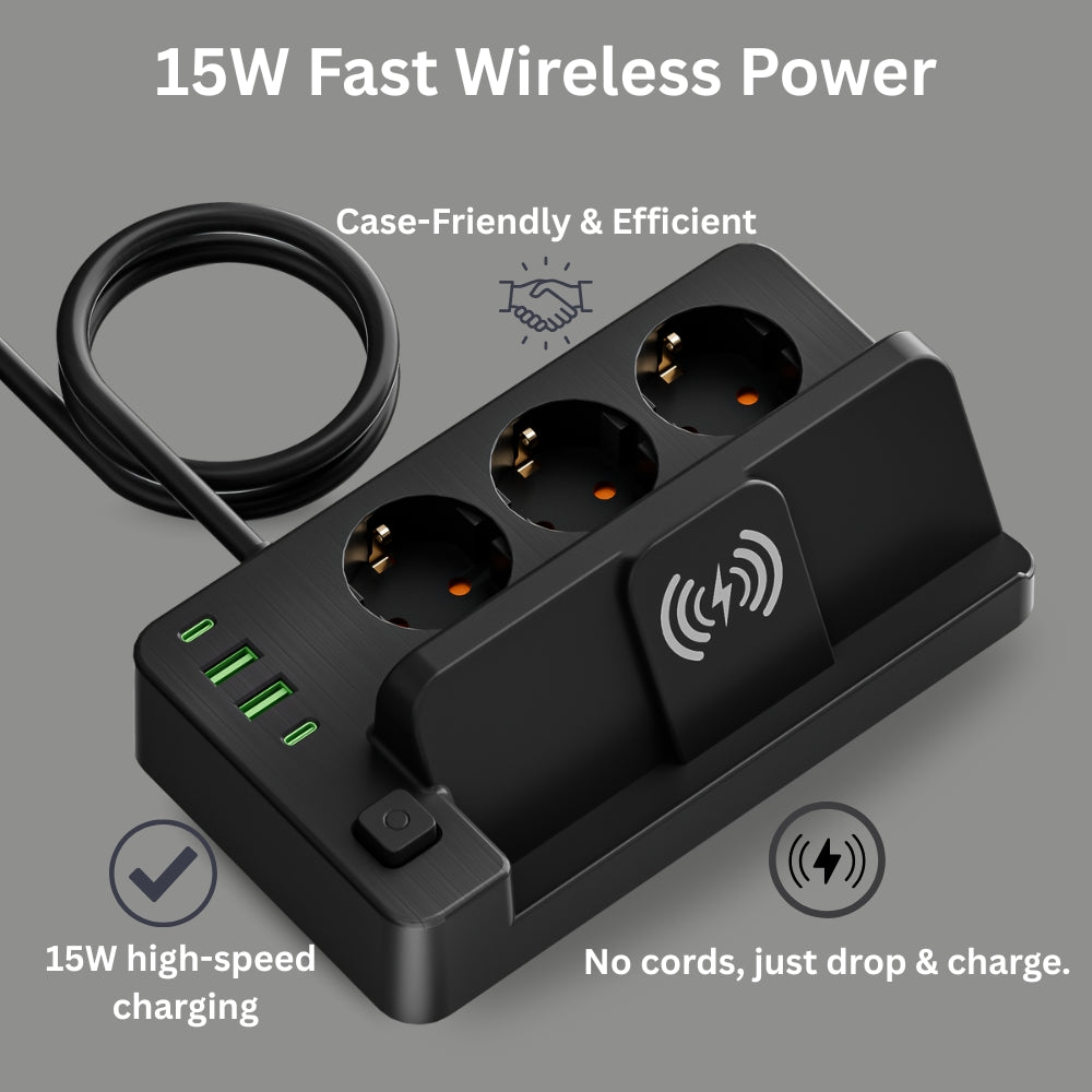 2025 EU Power Strip | Fast Charging Extension Socket