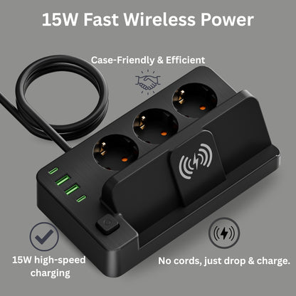 2025 EU Power Strip | Fast Charging Extension Socket